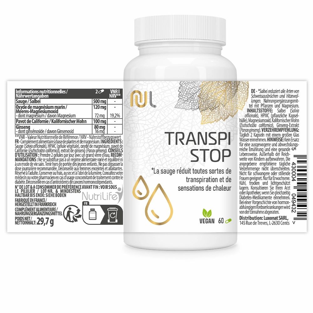 NutriLife Transpi Stop - gegen Schwitzen - vegan