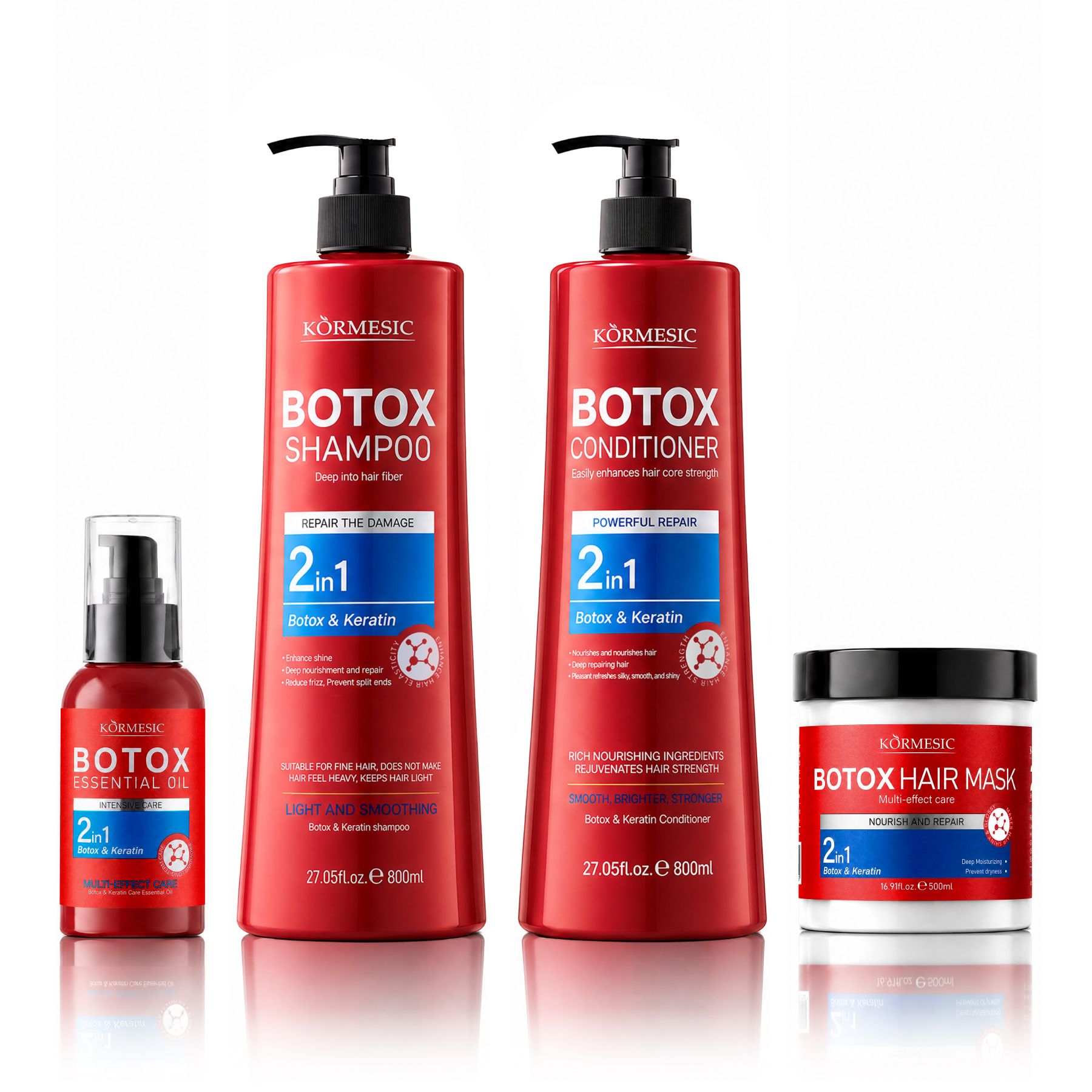 KORMESIC Haarpflege-Set Keratin B-Tox Haar Shampoo Spülung Haarmaske Haaröl