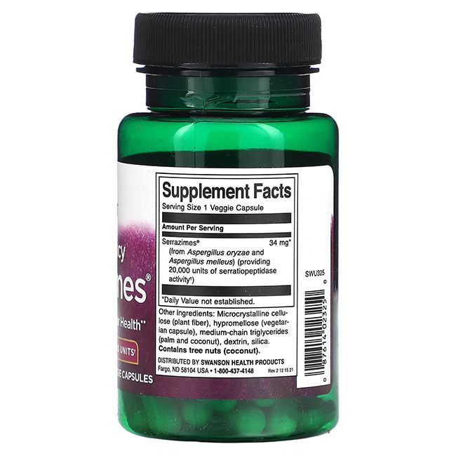 Rückseite einer grünen Flasche. Etikett mit Nährwertangaben und Inhaltsstoffen. Enthält 60 Kapseln.