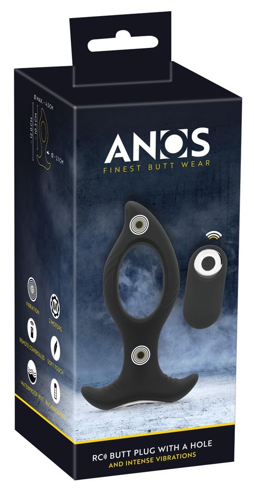 Verpackung eines RC Butt Plugs mit Loch-Design und intensiven Vibrationen.