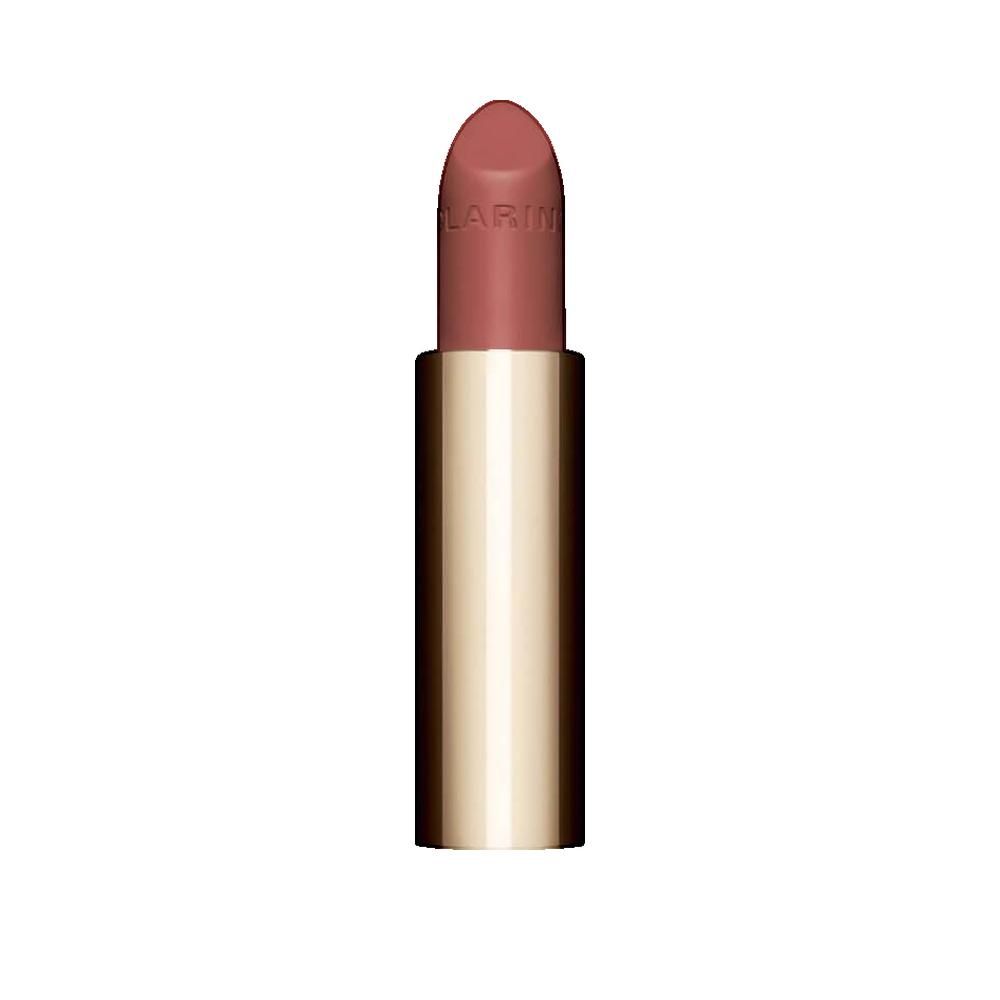 Lippenstift mit goldfarbener Hülse. Der Lippenstift ist in einem Roséton gehalten. Der Markenname ist auf dem Lippenstift sichtbar.