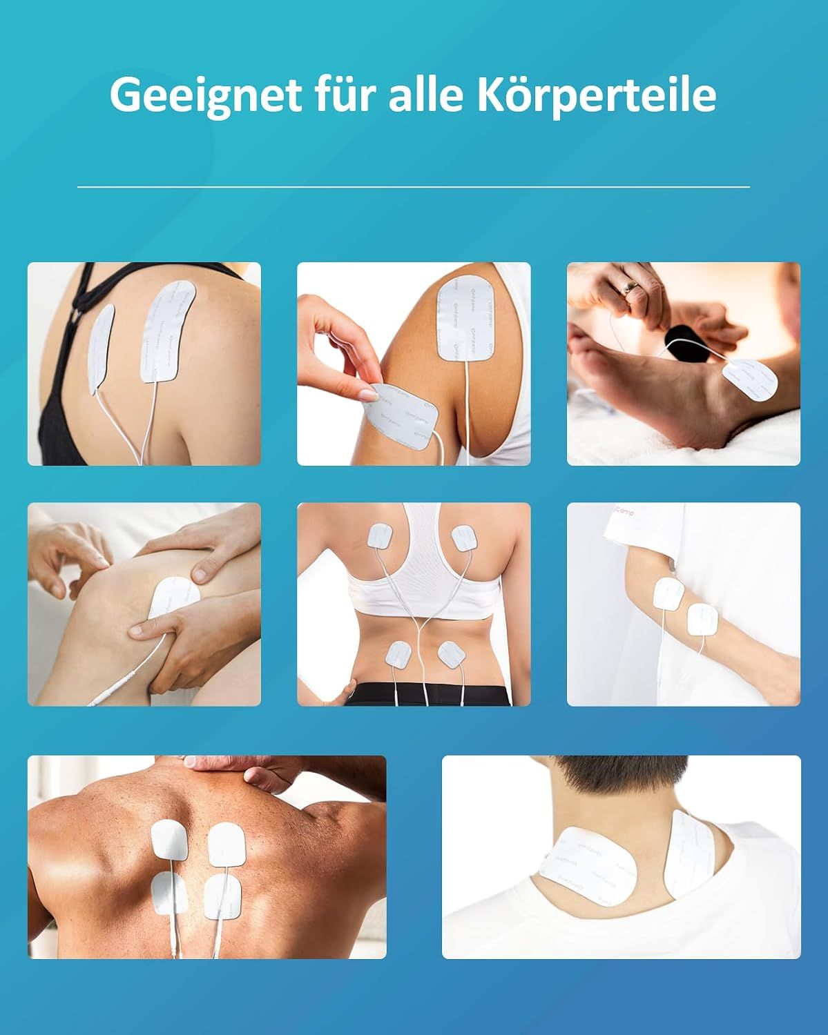 Kompatibilität mit TENS/EMS-Geräten mit 2mm-Stiftanschluss.
