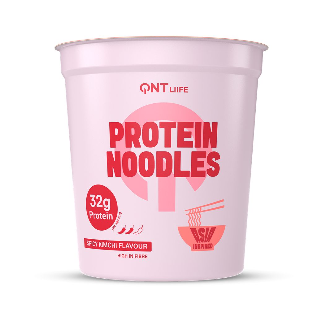 QNT Protein Noodles, Kimchi Geschmack. 32g Protein pro Portion. Asiatisch inspiriert.