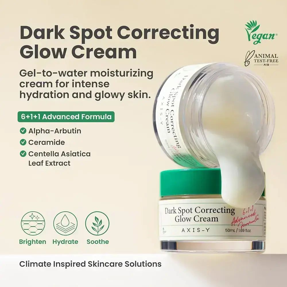 AXIS-Y Dark Spot Correcting Glow Cream: Gel-zu-Wasser-Feuchtigkeitscreme, vegan, tierversuchsfrei.