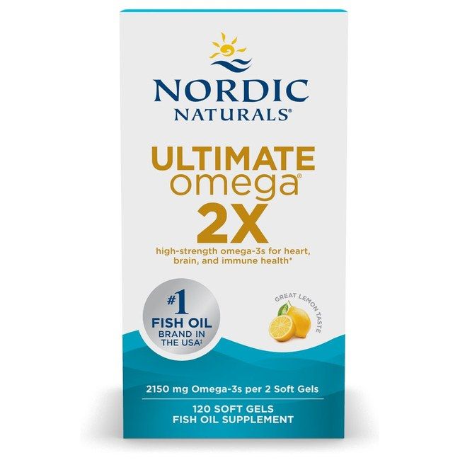 Nordic Naturals Ultimate Omega 2X, 120 Weichkapseln. Fischöl-Nahrungsergänzungsmittel mit Zitronengeschmack.