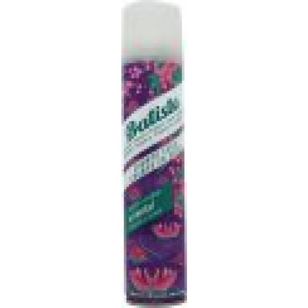Batiste Trockenshampoo Oriental. Zylindrische Dose mit floralem Design. Produktname und Marke sichtbar. Text: Oriental, Dry Shampoo.