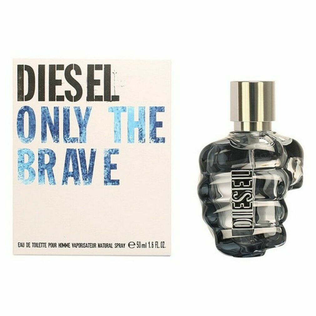 Parfümflakon und Verpackung. Auf der Verpackung steht "DIESEL ONLY THE BRAVE".