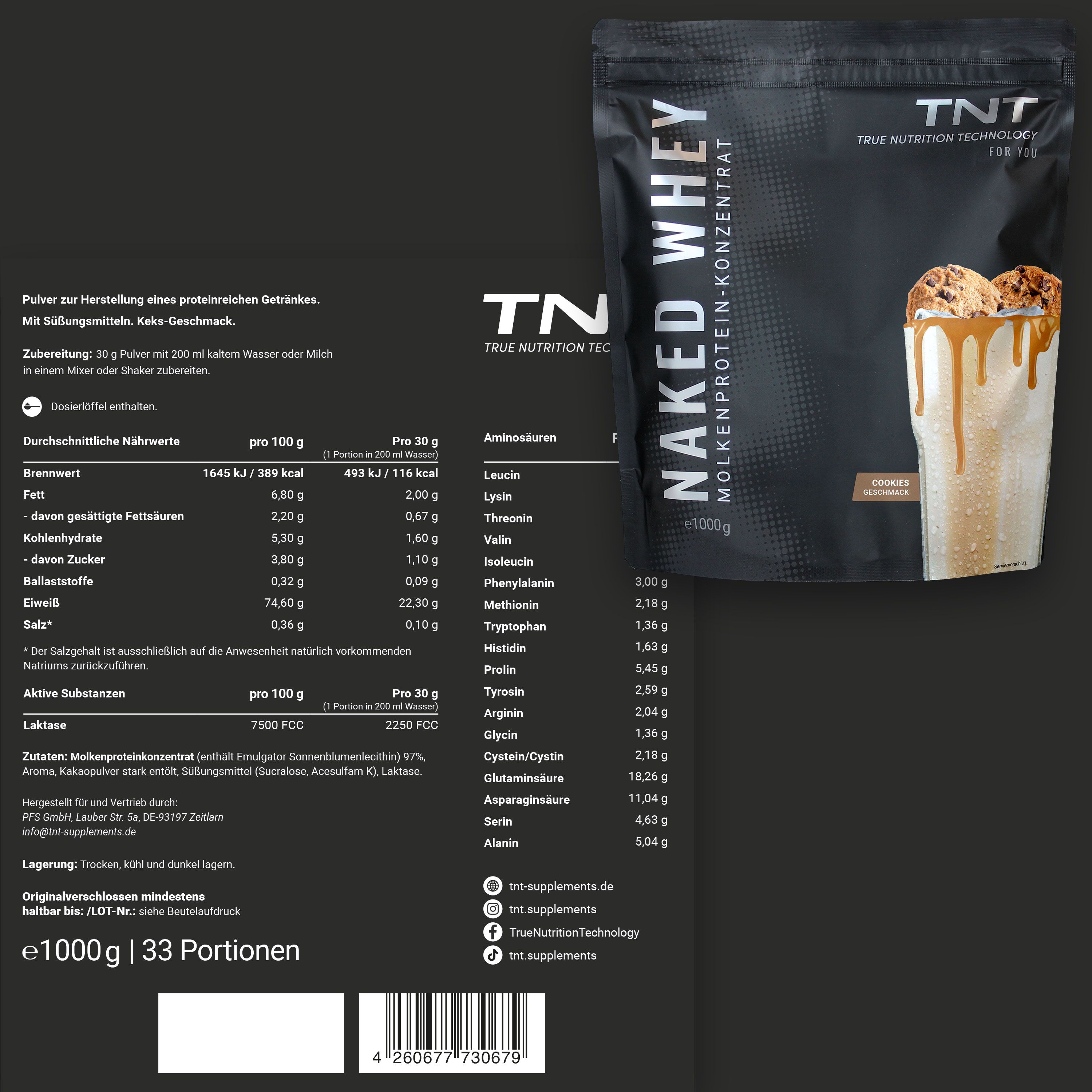 TNT Naked Whey - Molkenproteinkonzentrat mit Laktase