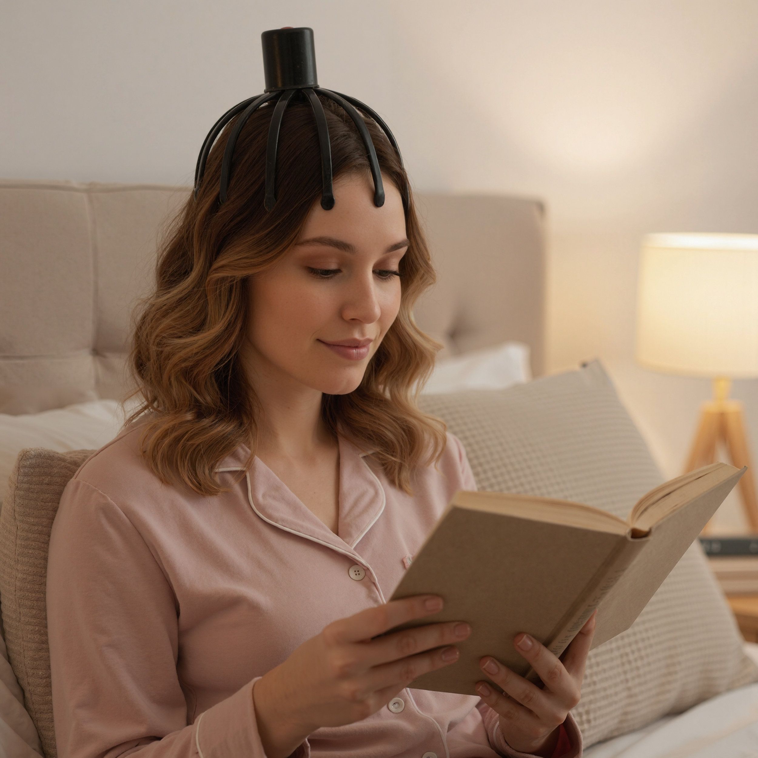 Elektrischer 360° Kopfhaut-Massager (freihändig) – Vibrationsmassage & Rotes Licht