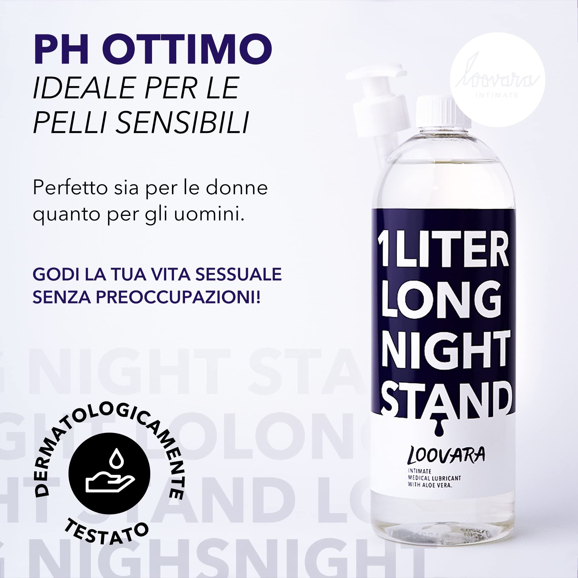 1-Liter-Flasche Loovara Long Night Stand Gleitmittel. Dermatologisch getestet, optimaler pH-Wert.
