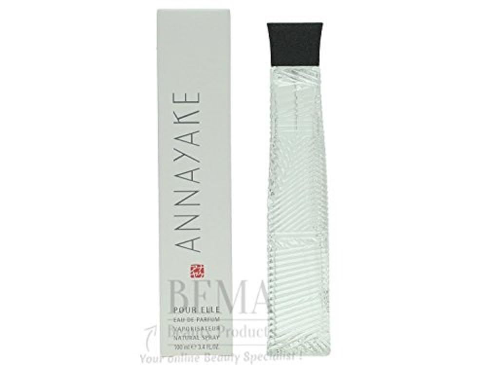 Weiße Verpackung und Flakon. Aufschrift: ANNAYAKE, POUR ELLE, Eau de Parfum. Flakon daneben.