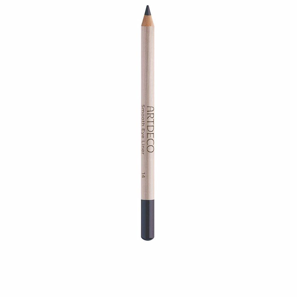 Artdeco Smooth Eye Liner, Bleistiftform. Helle Holzoptik, schwarze Spitze und Endkappe. Aufschrift: Smooth Eye Liner, 14.