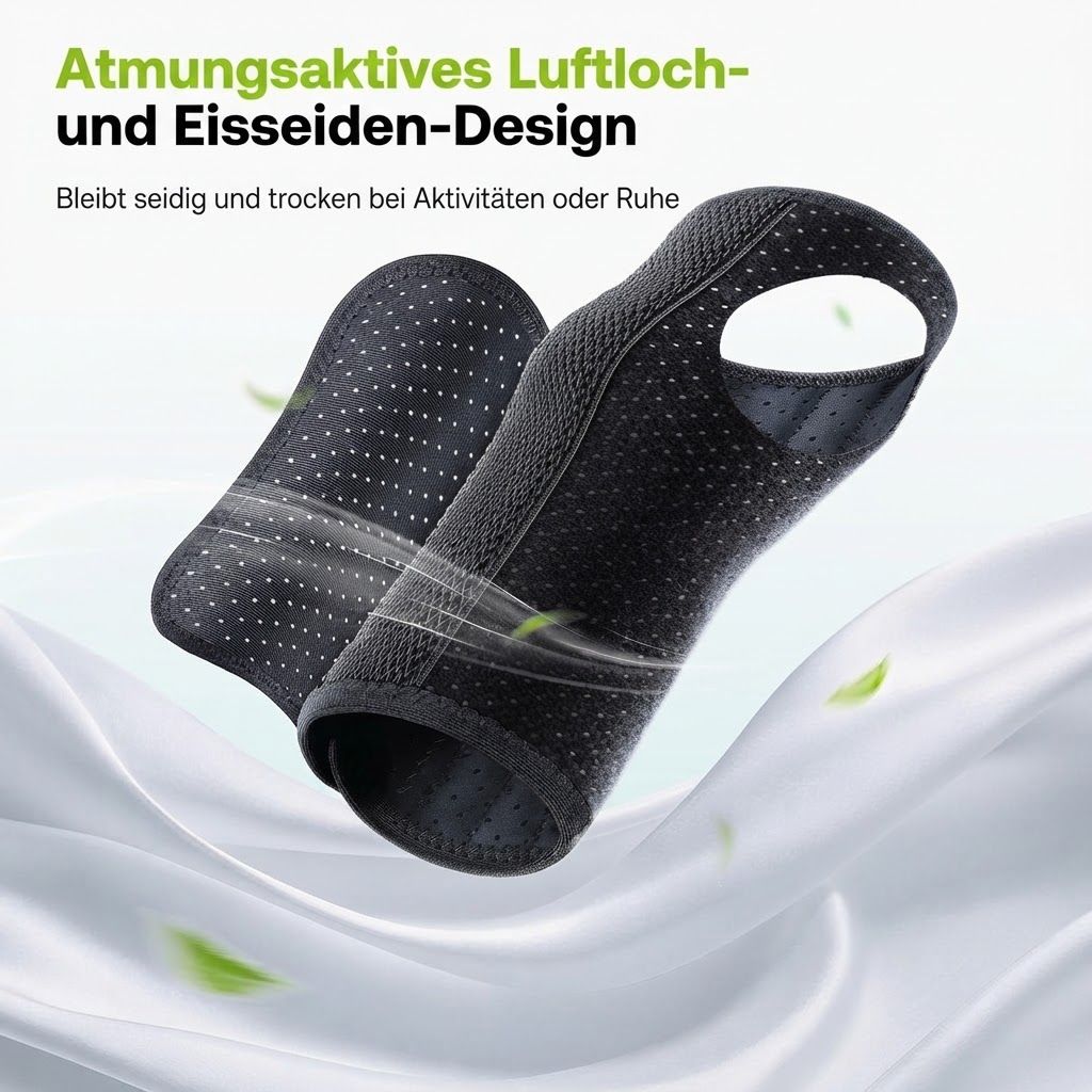 Handgelenkbandage mit Stützschienen und offenem Daumenbereich. Marke: braceUP.