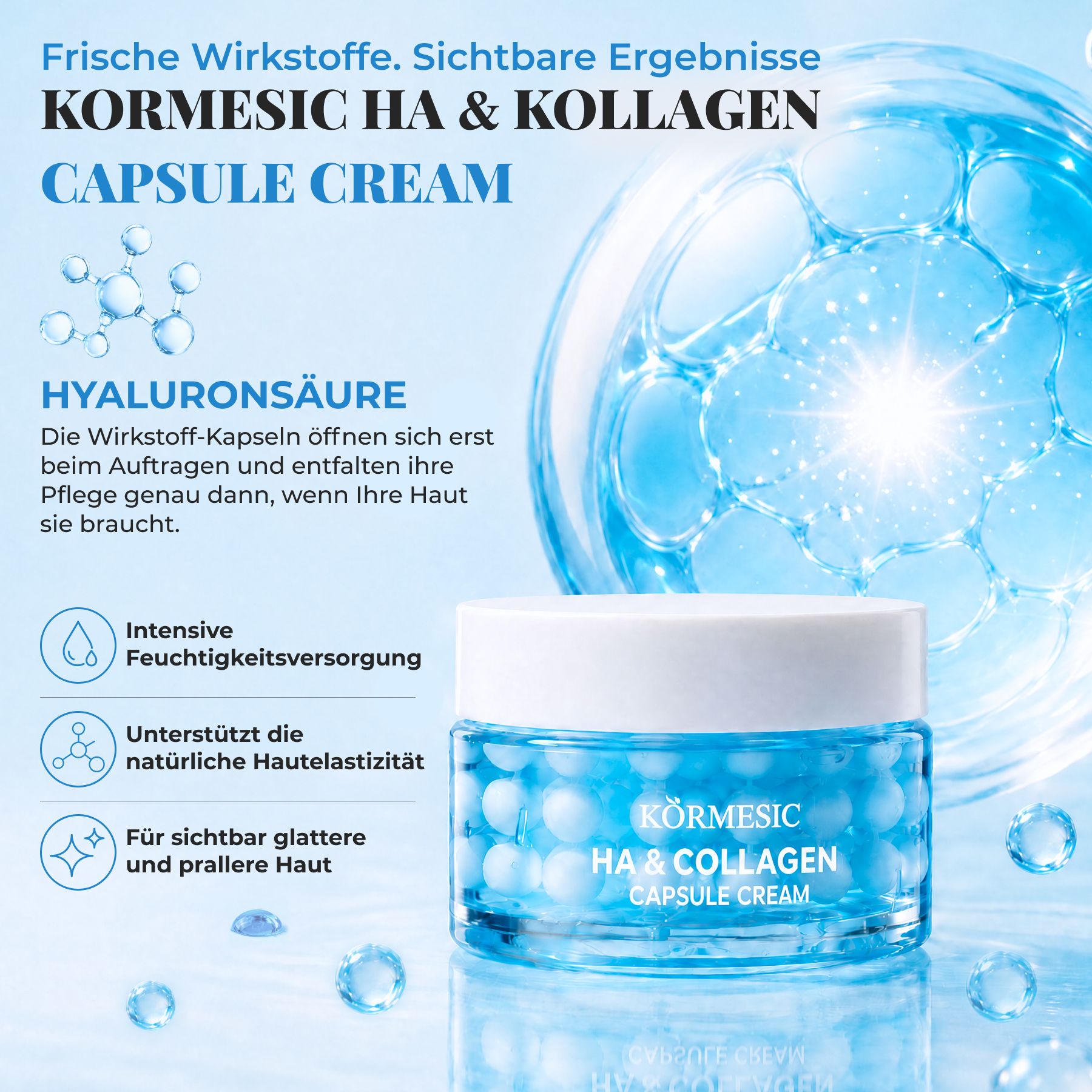 KORMESIC Gesichtscreme HA Hyaluron Collagen Kapselcreme Anti Falten