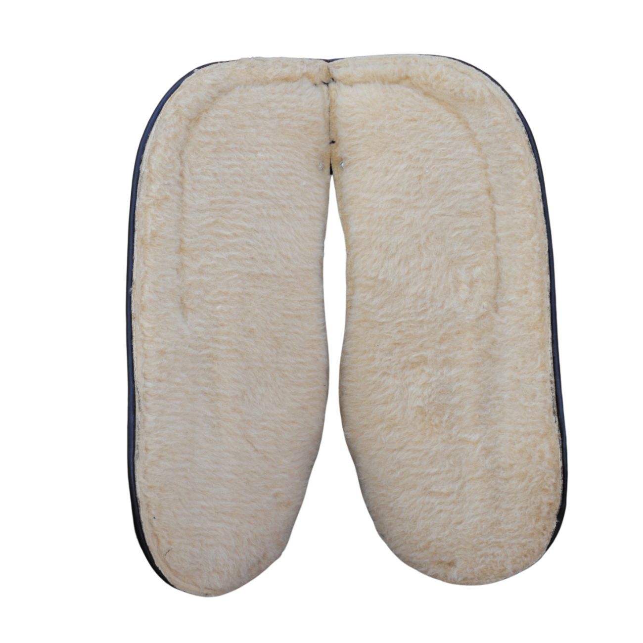 Sattelunterlage, blau-weiß, U-förmig, mit Fell.