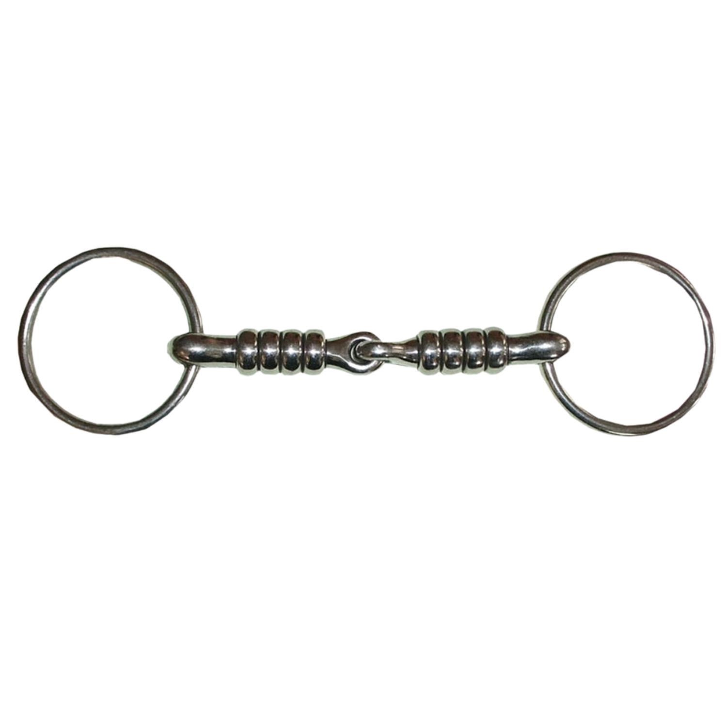 Metall-Wassertrense mit Rollen. Ringe und Mittelstück verbunden. Geriffeltes Mittelstück.