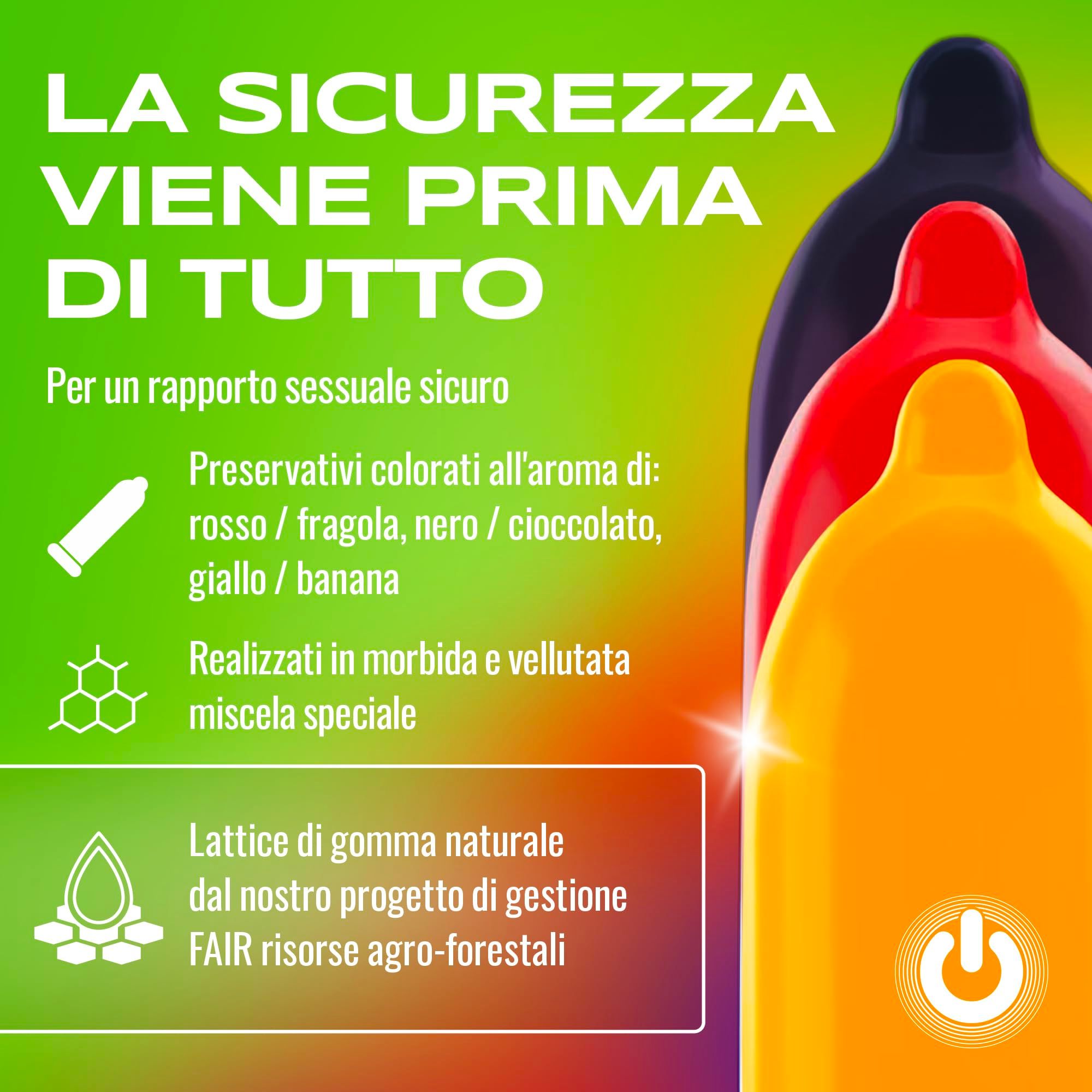 ON Kondome aus Naturkautschuklatex, aromatisiert: Erdbeere, Schokolade, Banane.