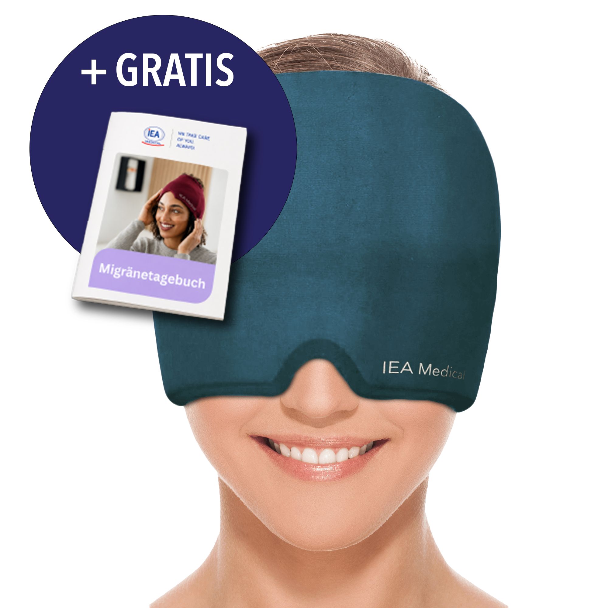 IEA Medical Migräne-Maske mit Broschüre "Migränetagebuch".