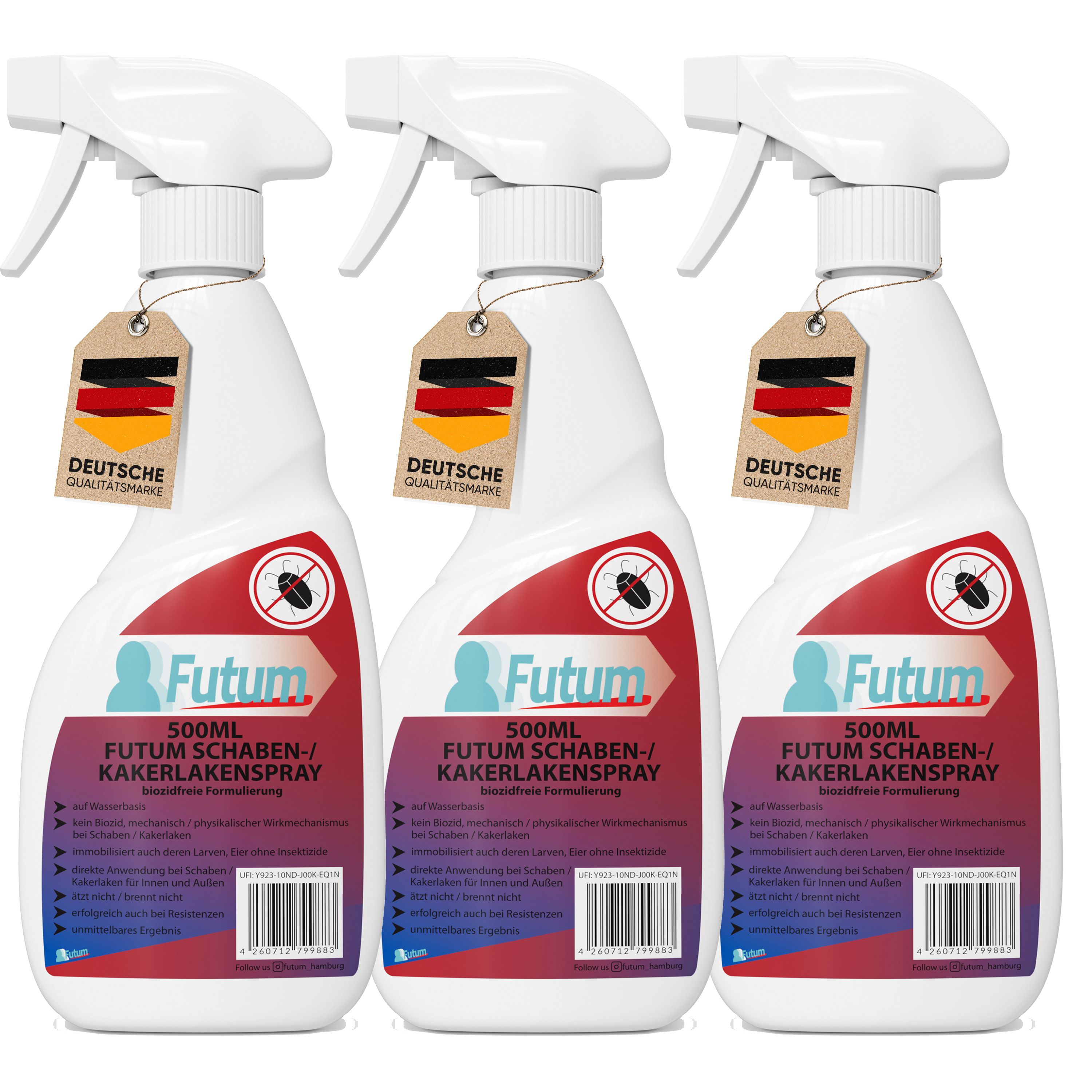 FUTUM 3x500ml Schaben- / Kakerlakenspray