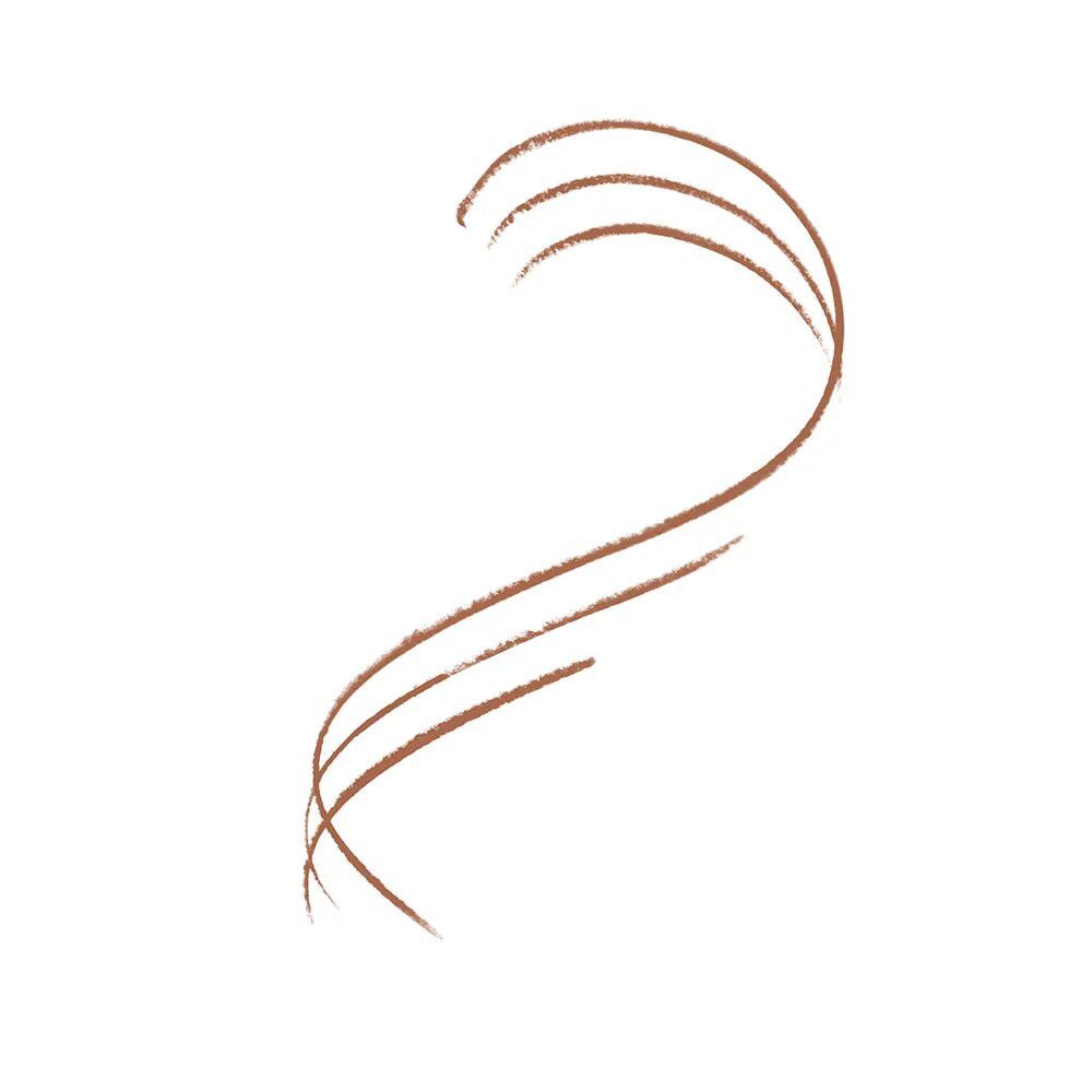 Brauner Strich, geschwungen. Vier Linien, die die Form einer Augenbraue nachzeichnen.