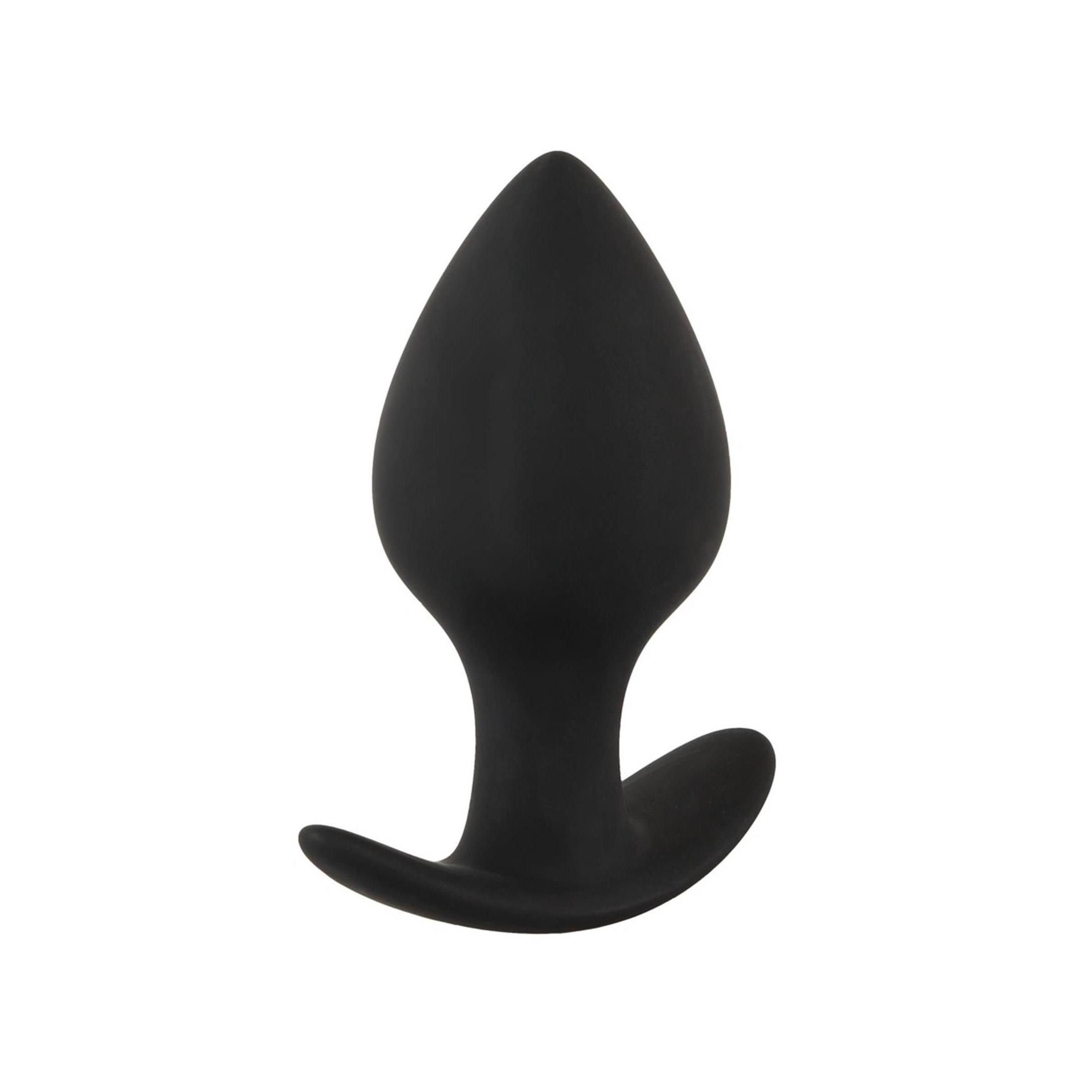Schwarzer Anal-Trainer. Konische Spitze, gebogene Basis.