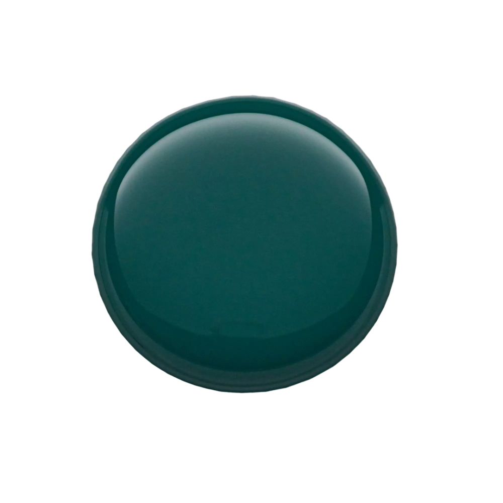 Dunkelgrüner Nagellack, Draufsicht. Glänzende Oberfläche. Keine weiteren Details sichtbar.