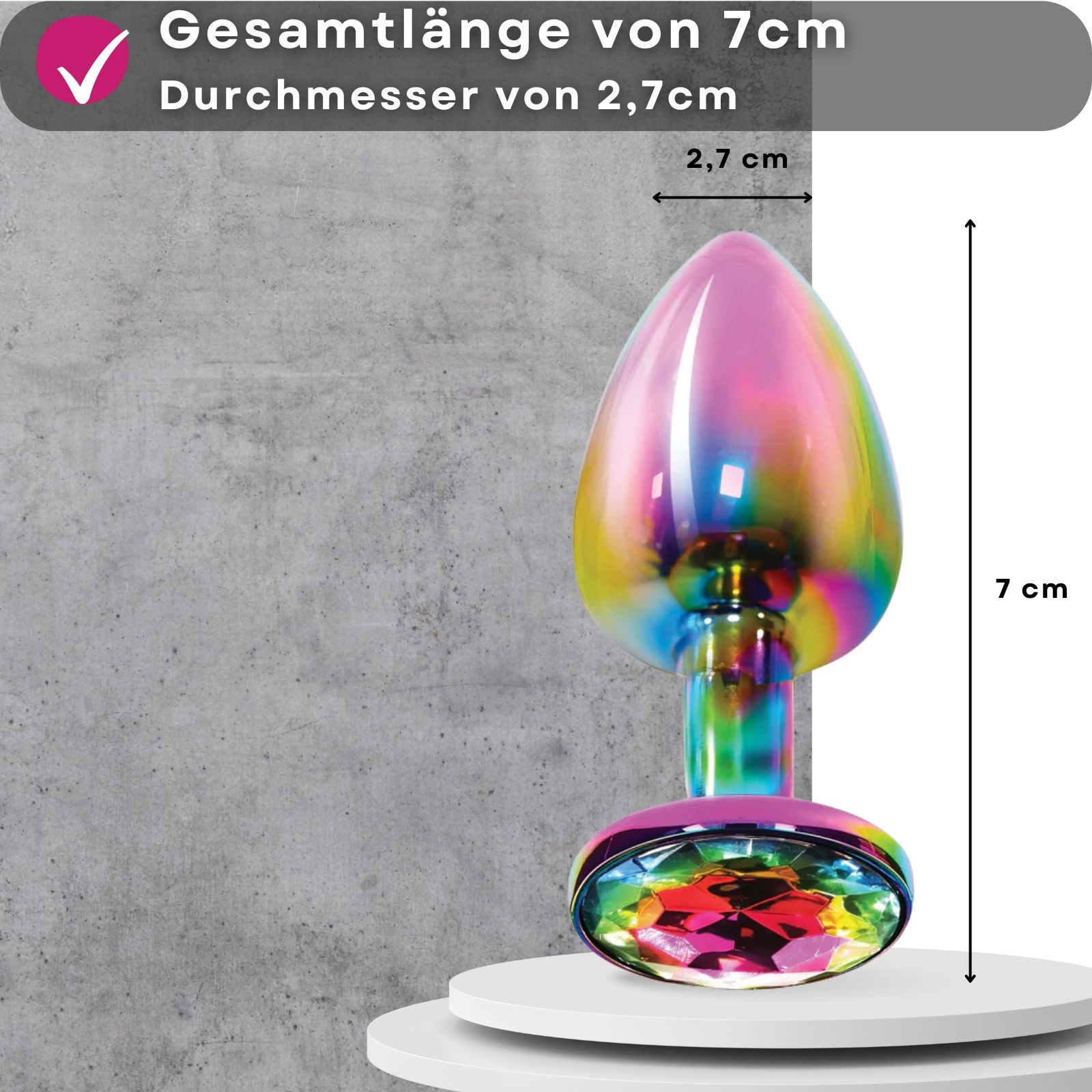 Lovelyness- Analplug Multicolor Rund mit Zierstein aus Metall