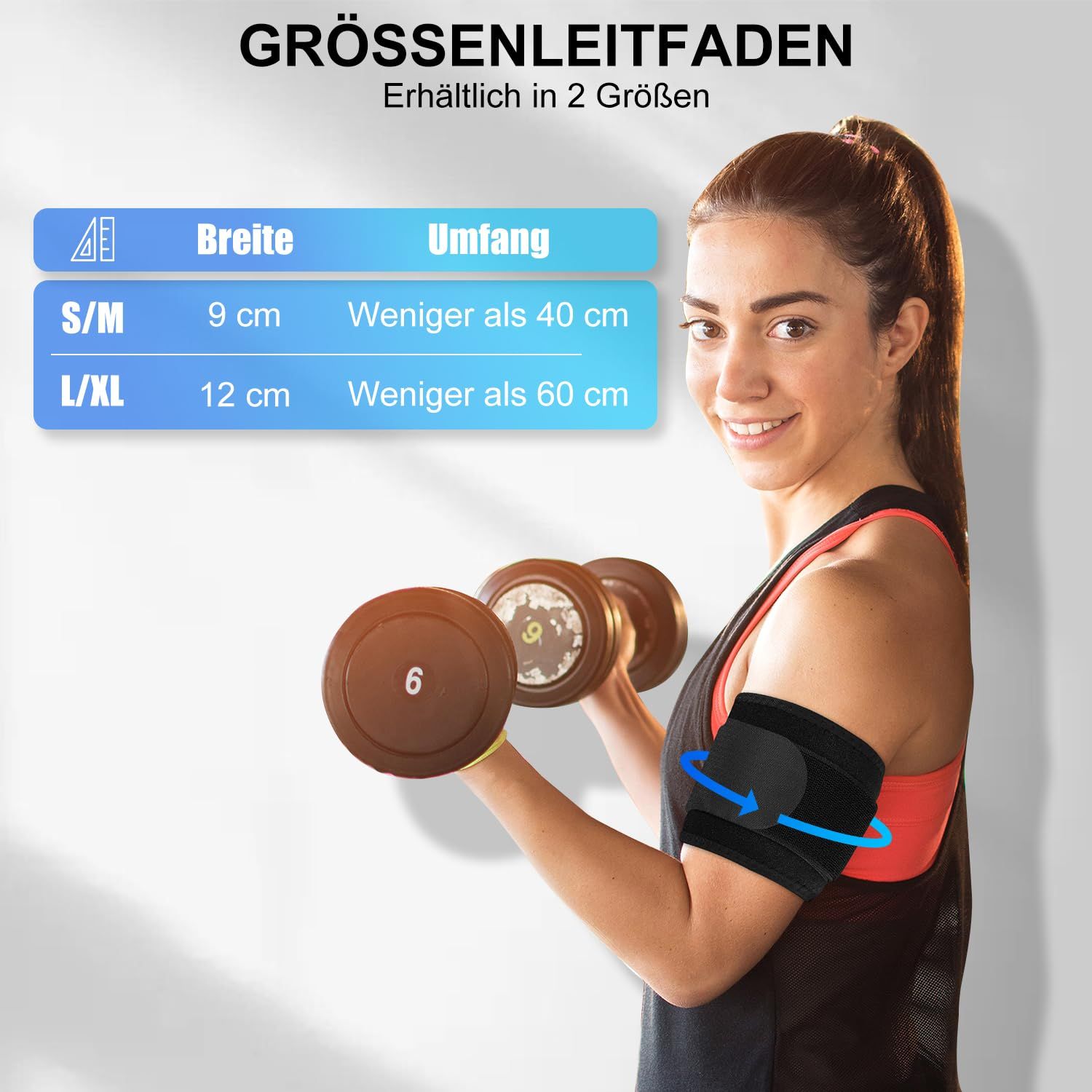 Frau mit Hanteln, Größenleitfaden für Armband.