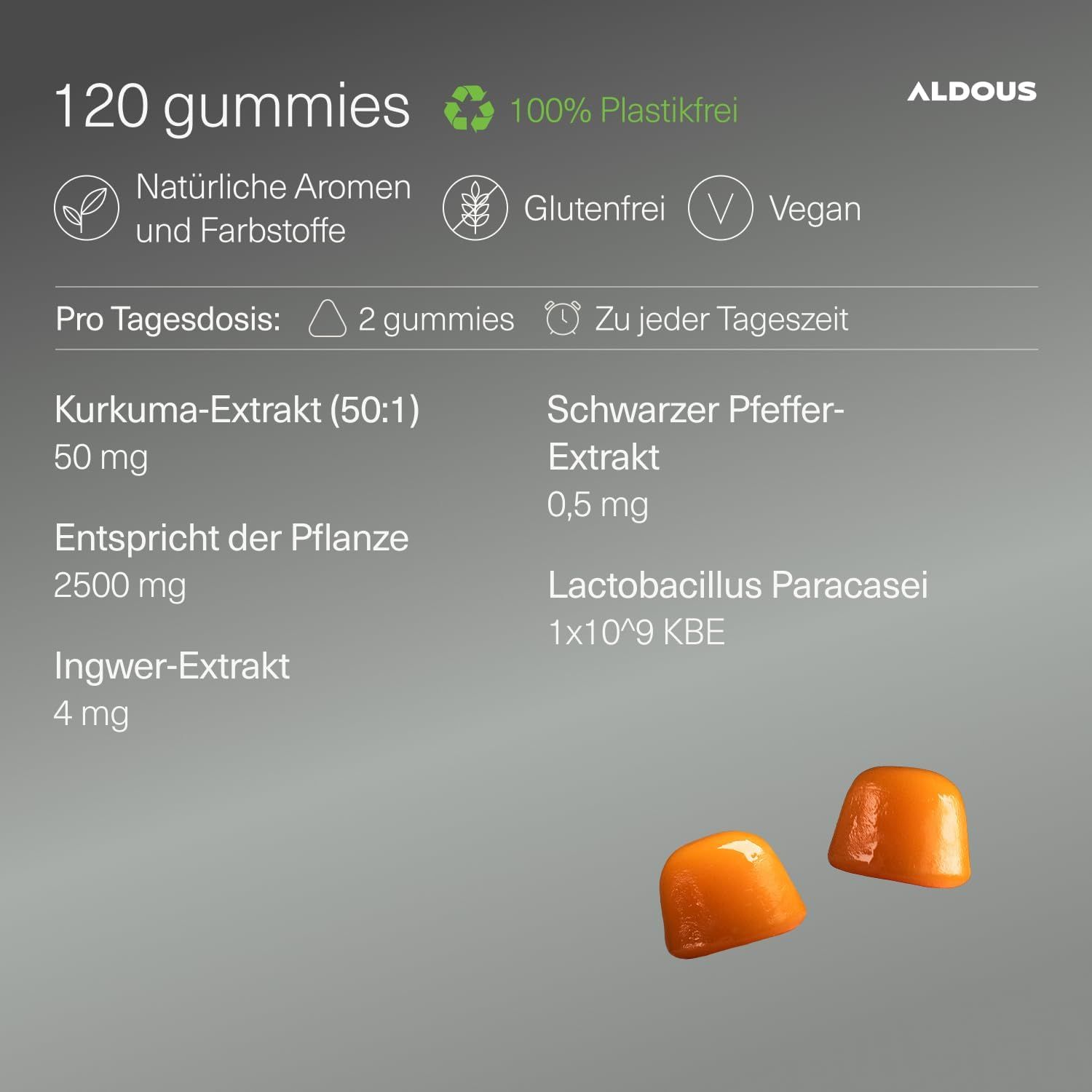 Aldous Kurkuma mit Ingwer Gummibärchen