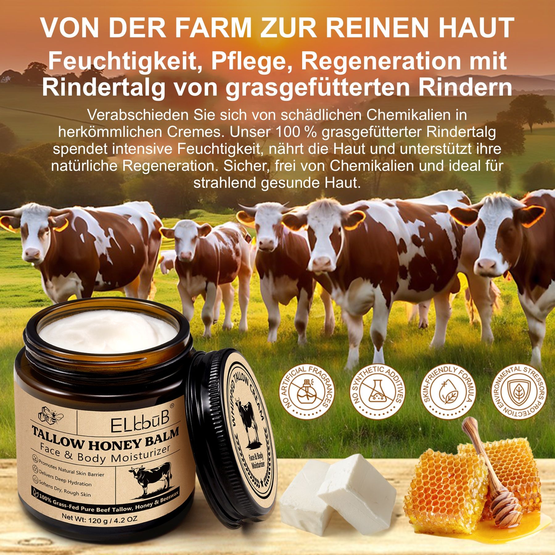 P-Beauty Tagescreme Honig Beef Tallow für Hautpflege