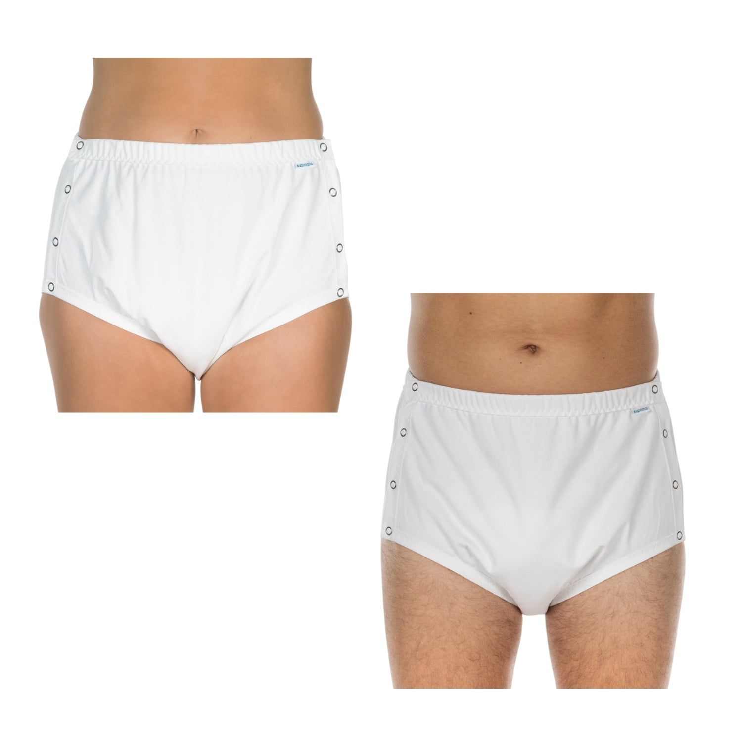 suprima Inkontinenz Baumwoll/PU-Slip mit Druckknöpfen, unisex