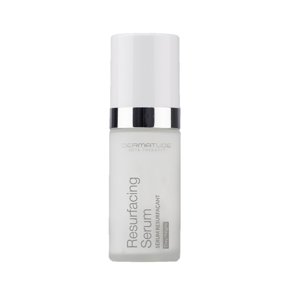 Eine Flasche Hautpflegeprodukt mit der Aufschrift 'Resurfacing Serum'.