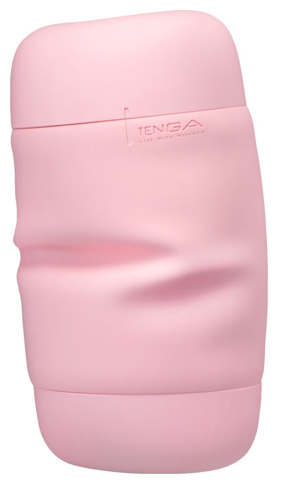 TENGA Puffy Masturbator in Rosa, mit wellenförmiger Textur.