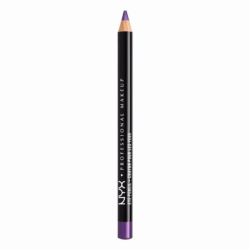 Lila Augenstift. Schwarzer Schaft mit Aufschrift NYX PROFESSIONAL MAKEUP. Spitze und Ende in Lila.