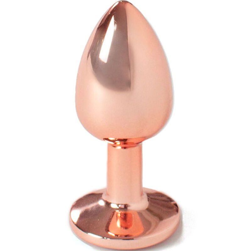 Roségoldfarbener Metall-Butt-Plug, kleine Größe. Tropfenförmiger Kopf, runder Sockel.