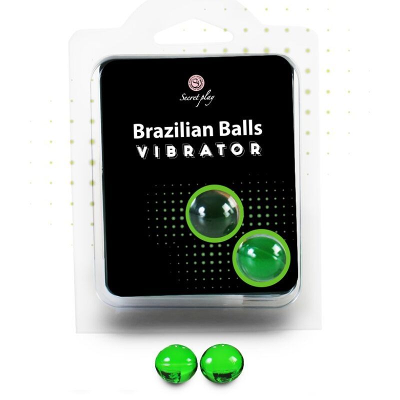 Verpackte brasilianische Kugeln Vibrator mit zwei grünen Kugeln.