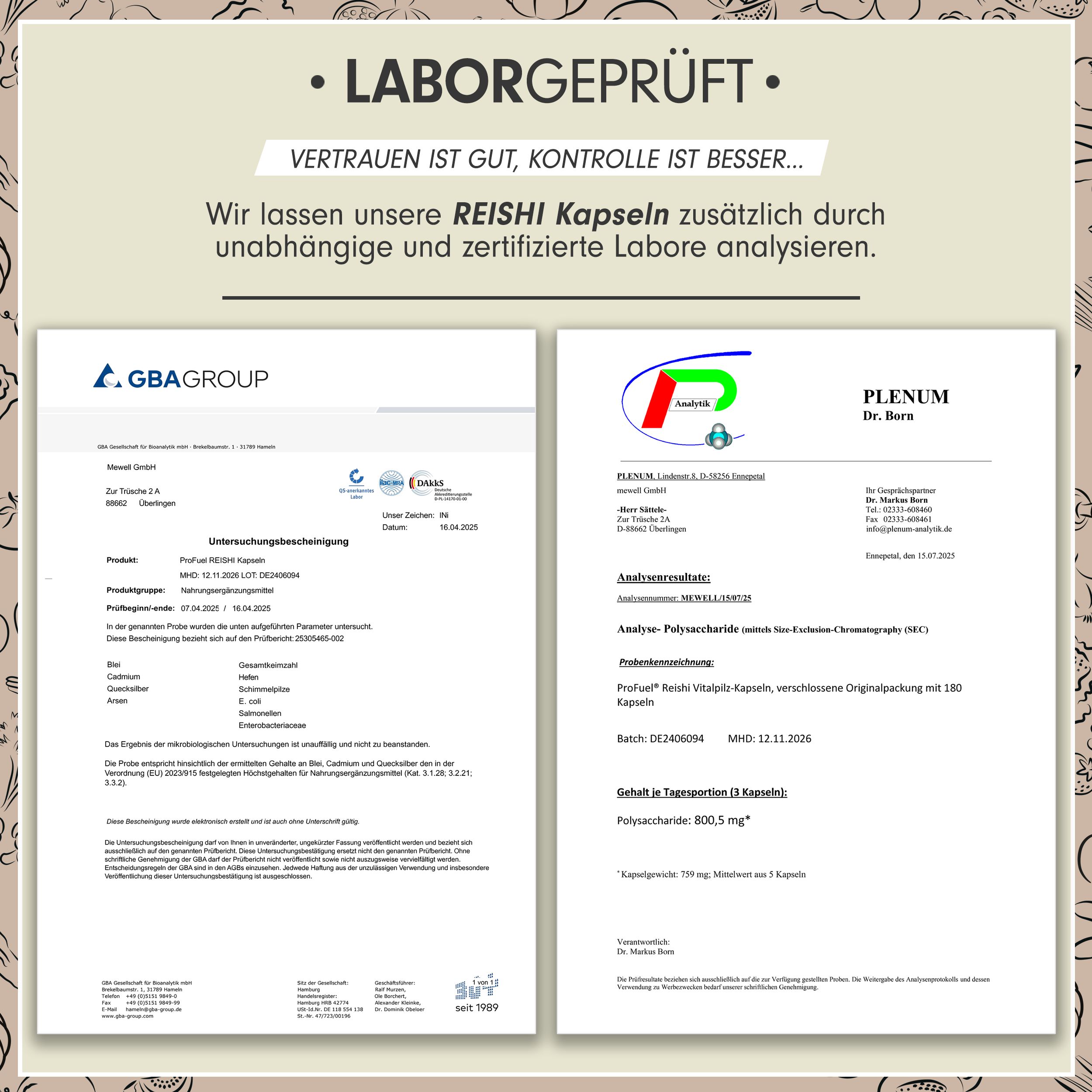 ProFuel - Reishi Kapseln - 2000 mg Pilz-Extrakt aus Ganoderma lucidum