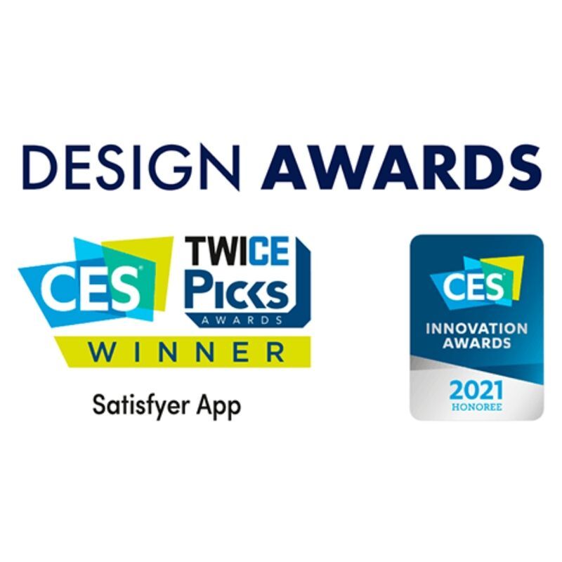 Design-Auszeichnungen. Logos: CES Innovation Awards, TWICE Picks Awards, CES.