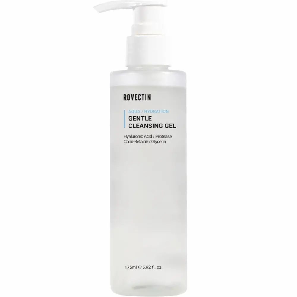 Transparente Flasche mit Pumpe. Aufschrift: Gentle Cleansing Gel. 175ml.
