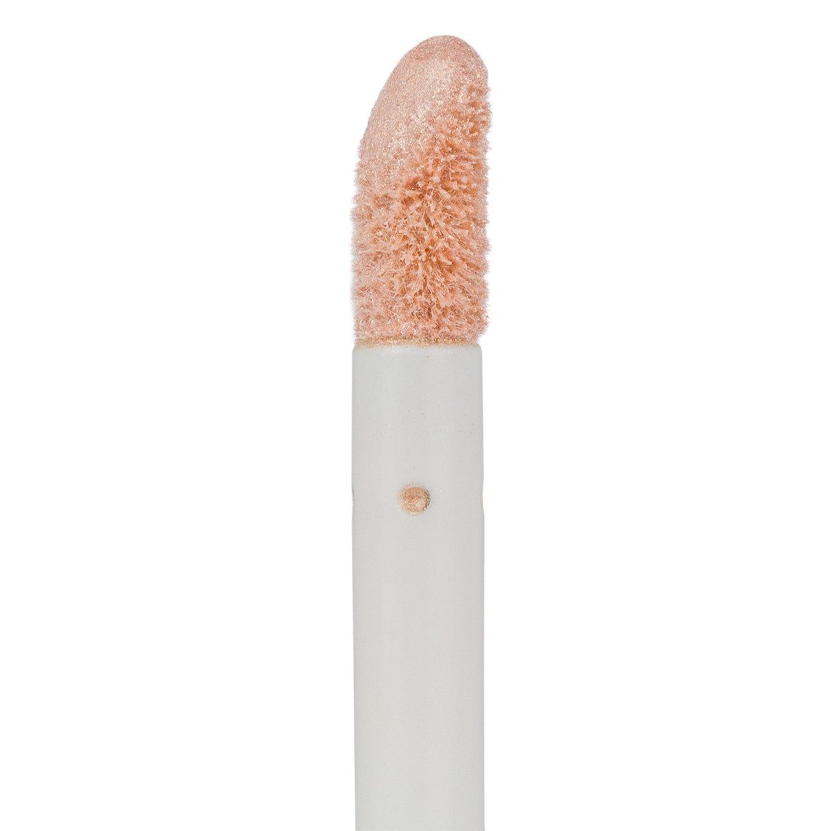 Applikator mit rosafarbenem Produkt. Weißer Griff. Nahaufnahme.