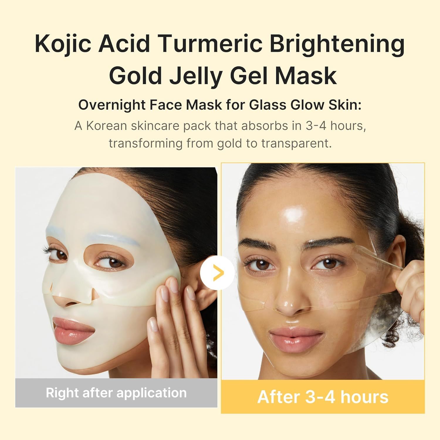 Vorher-Nachher-Vergleich der Haut nach Anwendung der Maske.