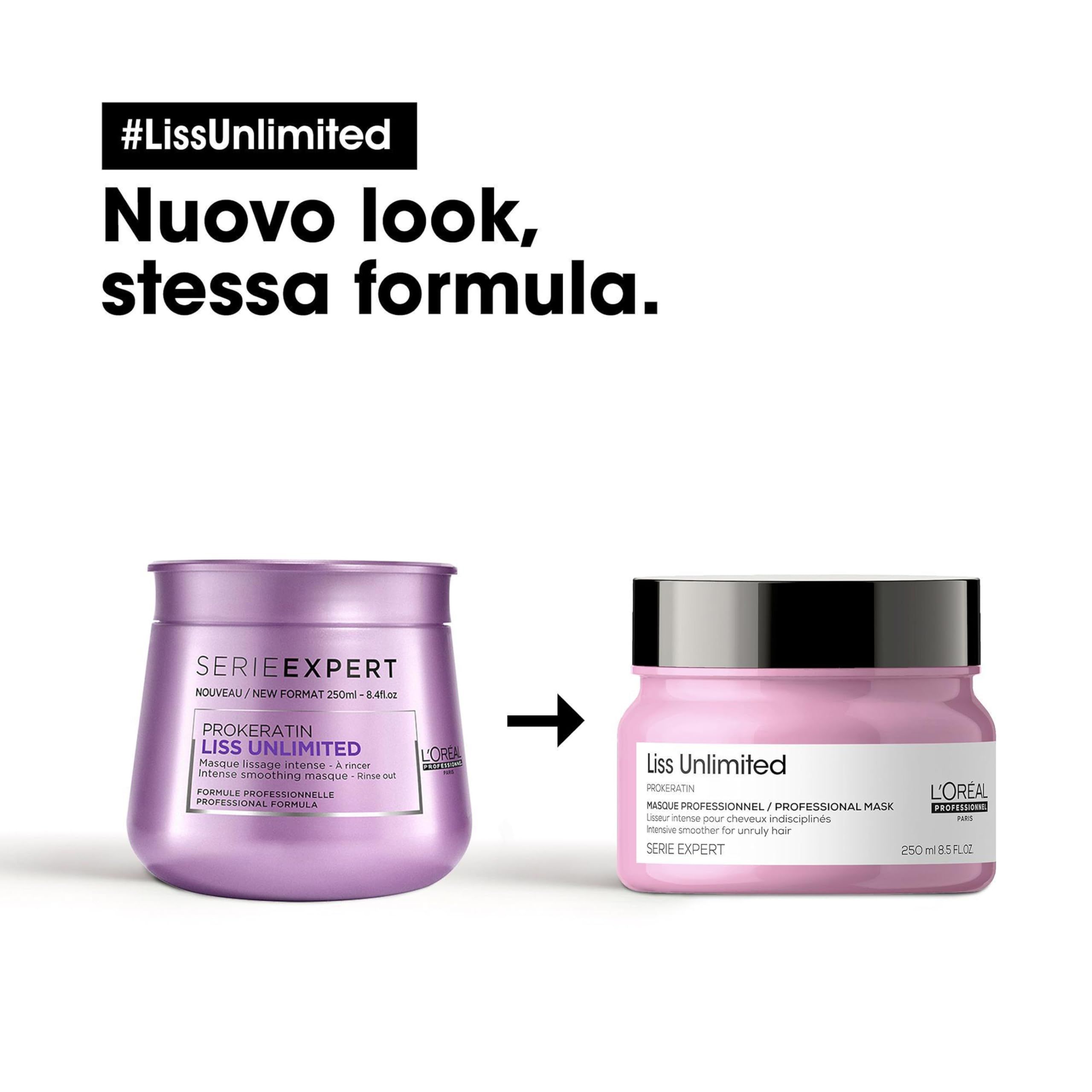 L'Oréal Liss Unlimited Maske: Alte und neue Verpackung im Vergleich.