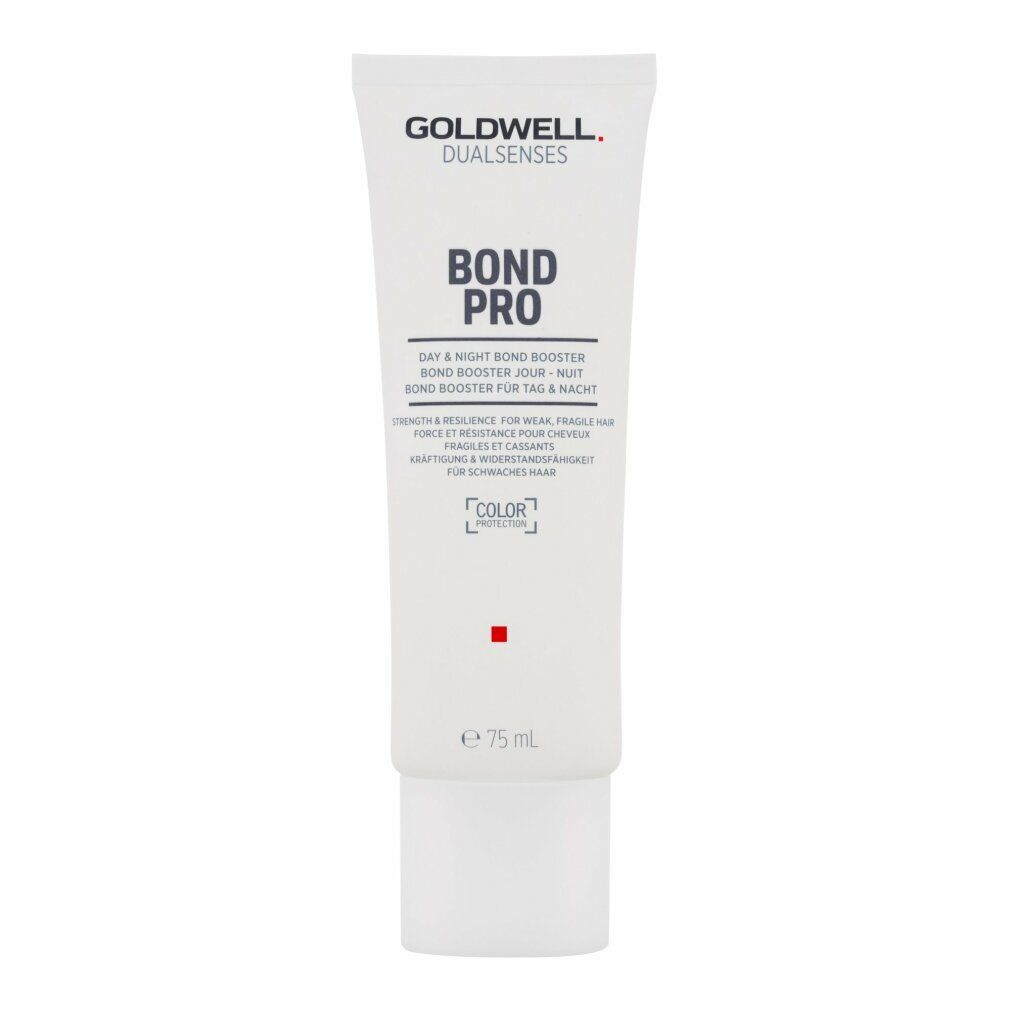 Weiße Tube mit BOND PRO und GOLDWELL. Aufschrift: Day & Night Bond Booster. Roter Punkt. E 75 ml.