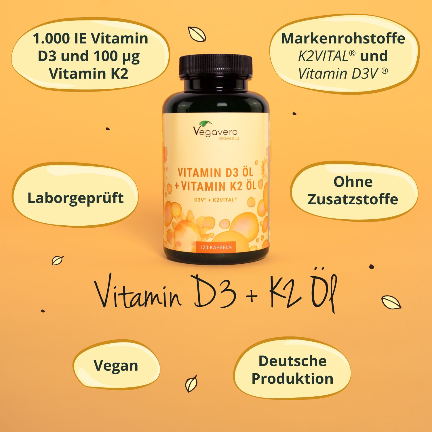 VEGAVERO Vitamin D3 und K2 Öl
