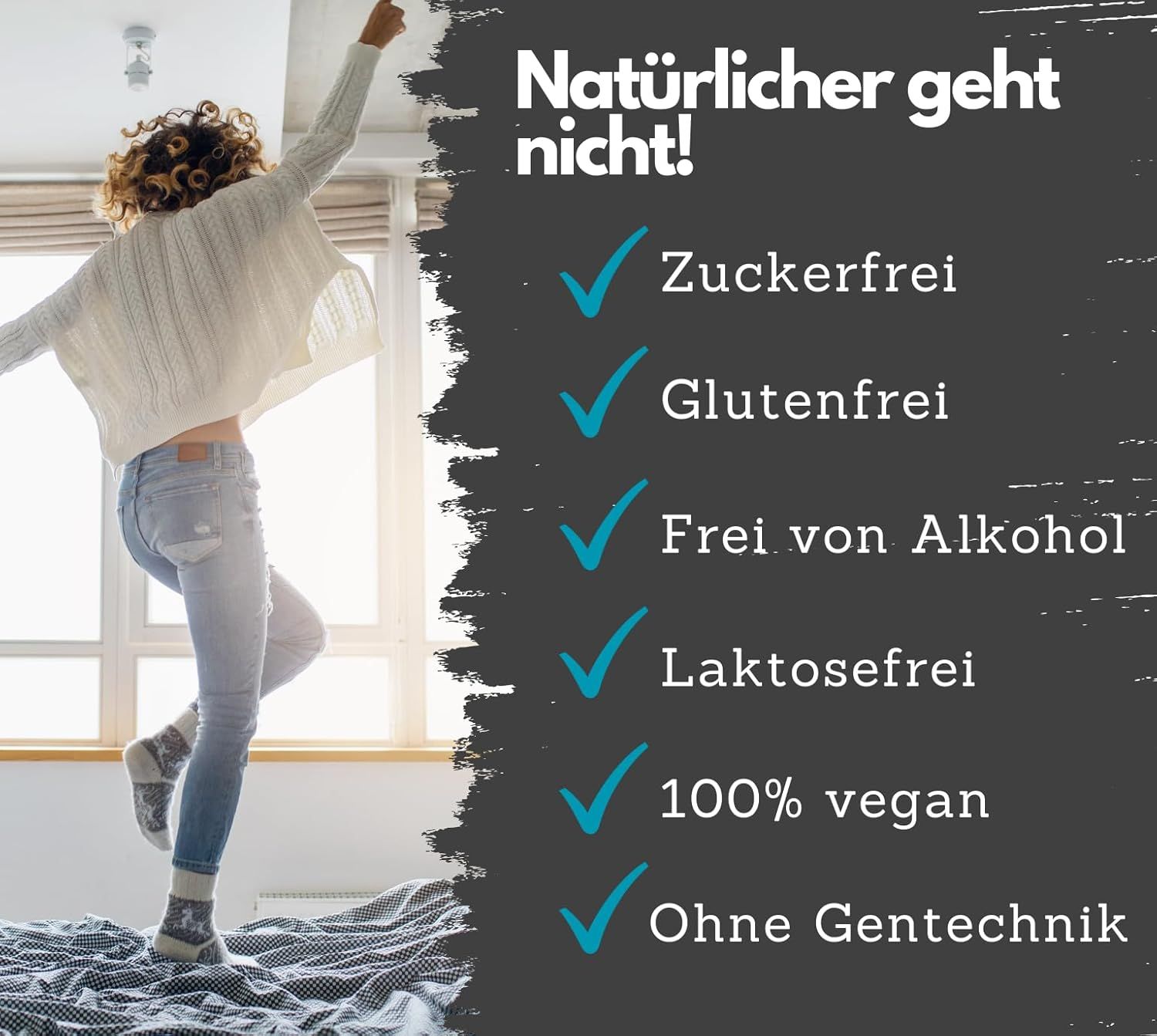 Vorteile: Zuckerfrei, glutenfrei, alkoholfrei, laktosefrei, 100% vegan, ohne Gentechnik.