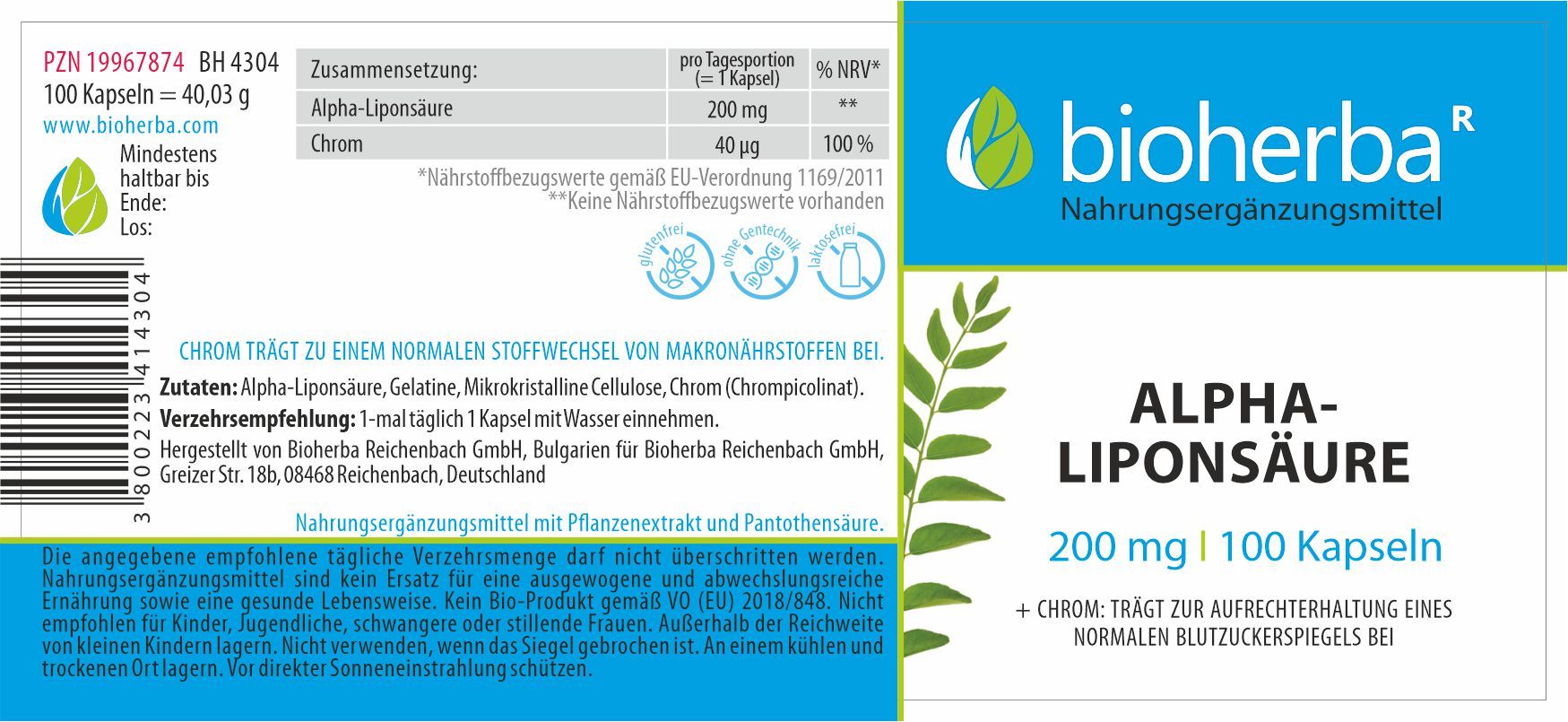 Bioherba Alpha-Liponsäure Kapseln