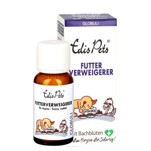 Braune Glasflasche mit weißem Deckel und Etikett. Karton mit Produktnamen und Illustrationen. Globuli.