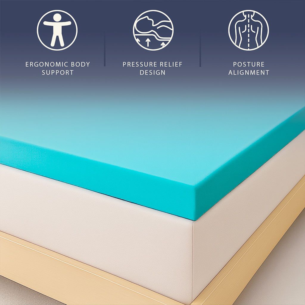 The White Stone Matratzentopper 180x200 aus Memory Foam mit 9 Differenzierten Zonen | Höhe 5 cm