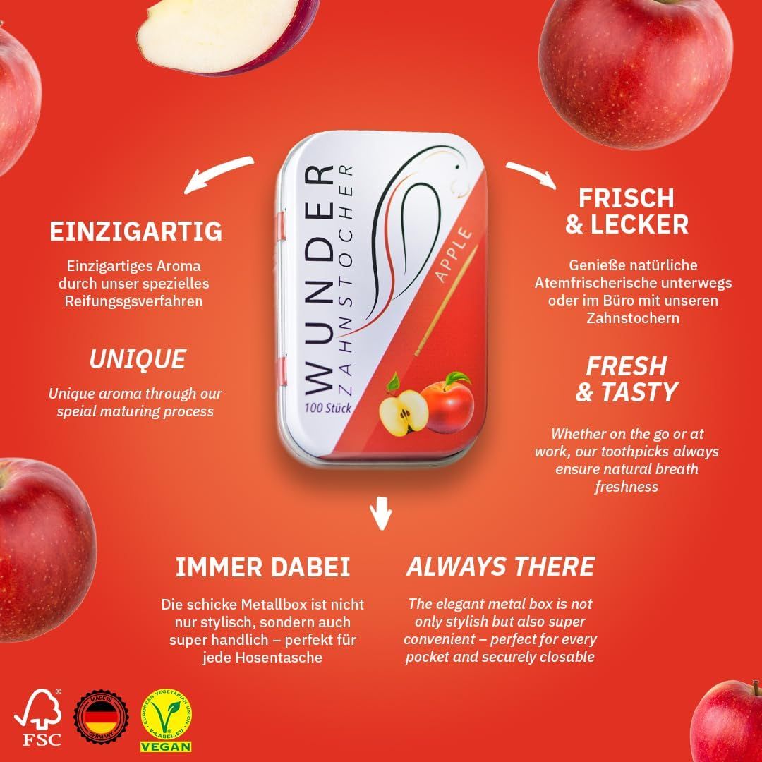 WUNDER Apfel | 100er Zahnstocher mit Geschmack