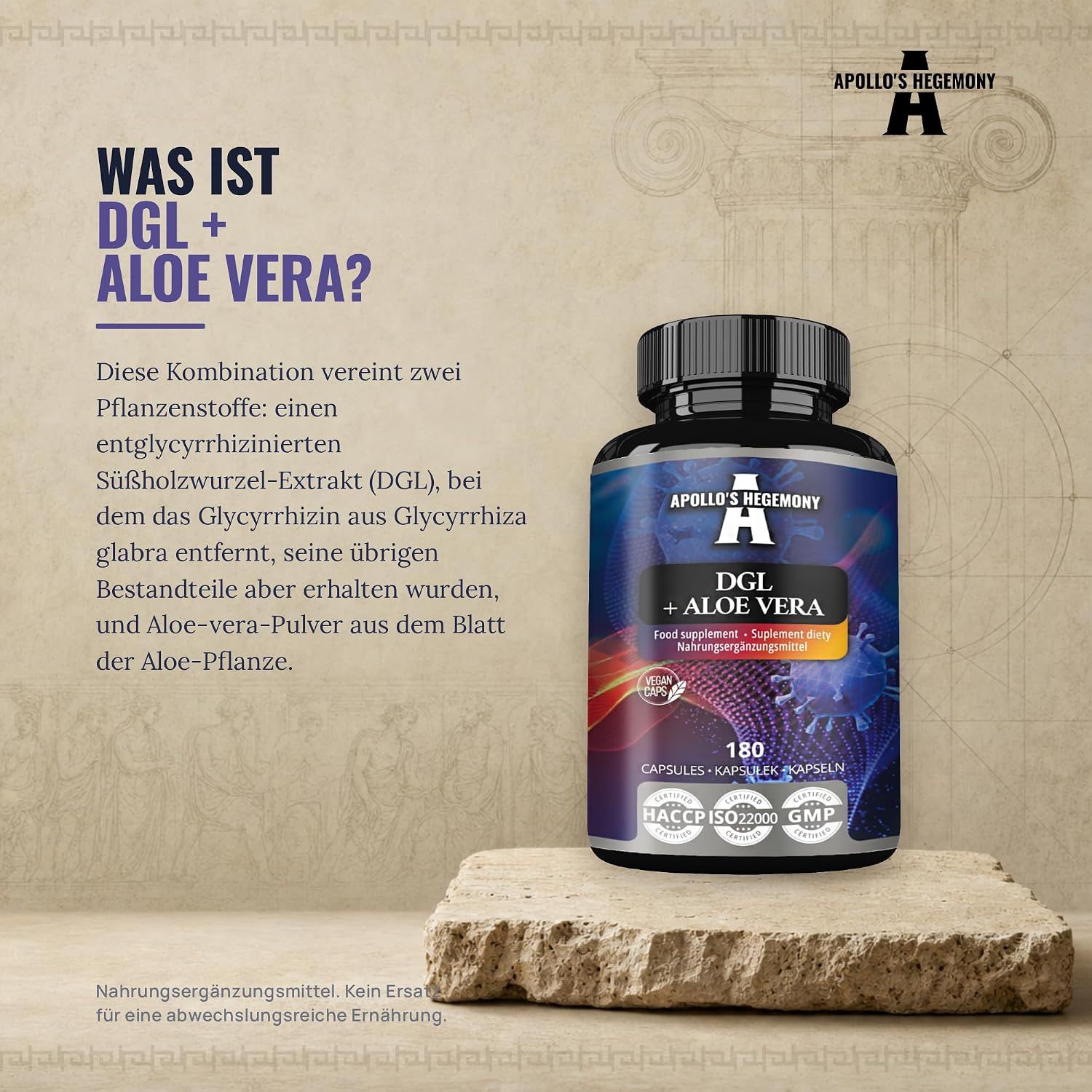 Apollo's Hegemony DGL + Aloe Vera Kapseln, 180 Stück.